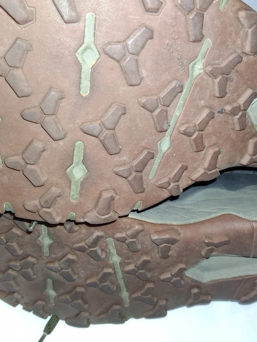 The North Face Olive Green Hiking Boots with Orange Logo Accents
